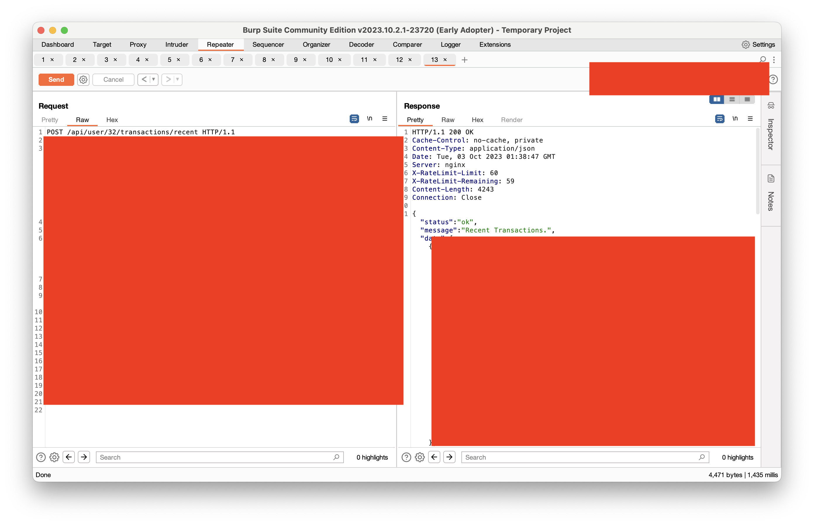 IDOR request — flipping numeric resource ID