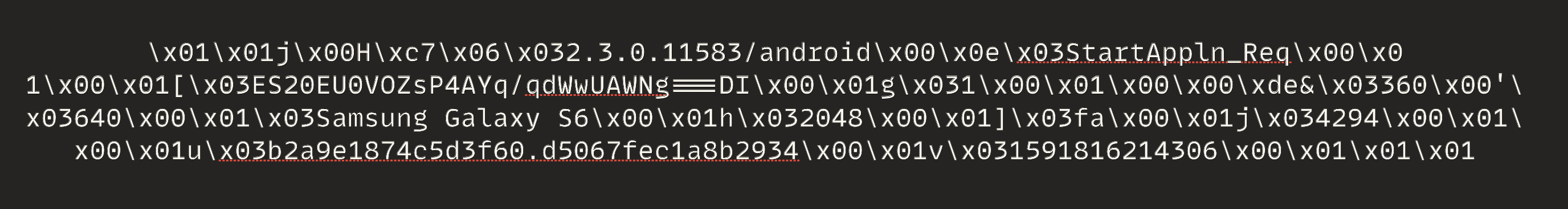 Plaintext mixed with non-printable characters