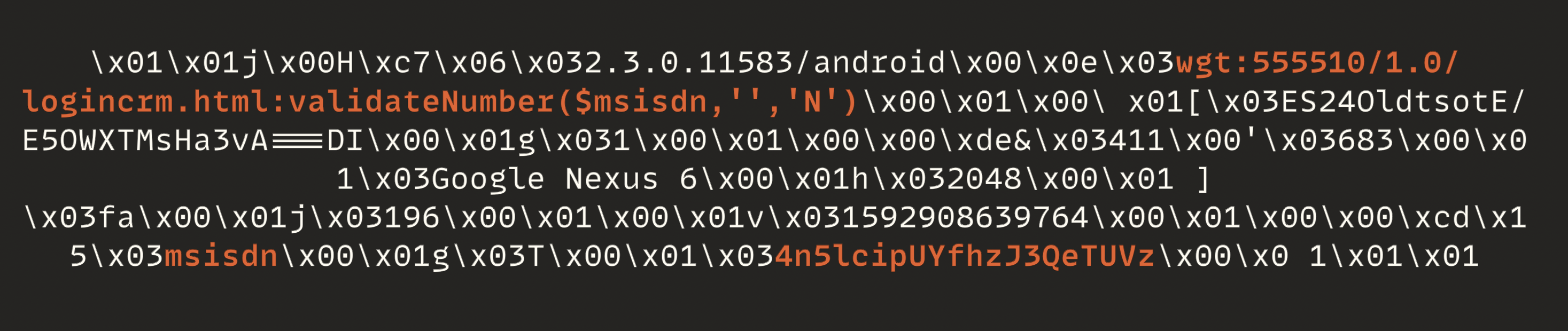 Decrypted HTTP body for the login request