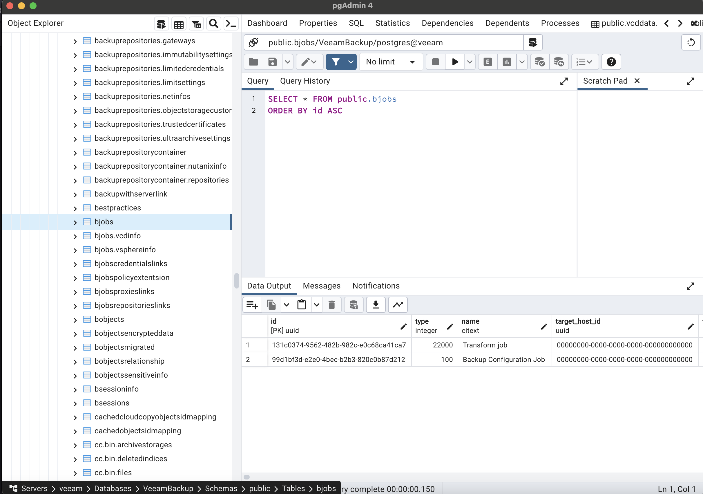 Dummy rows inserted directly into the Postgres backing the platform