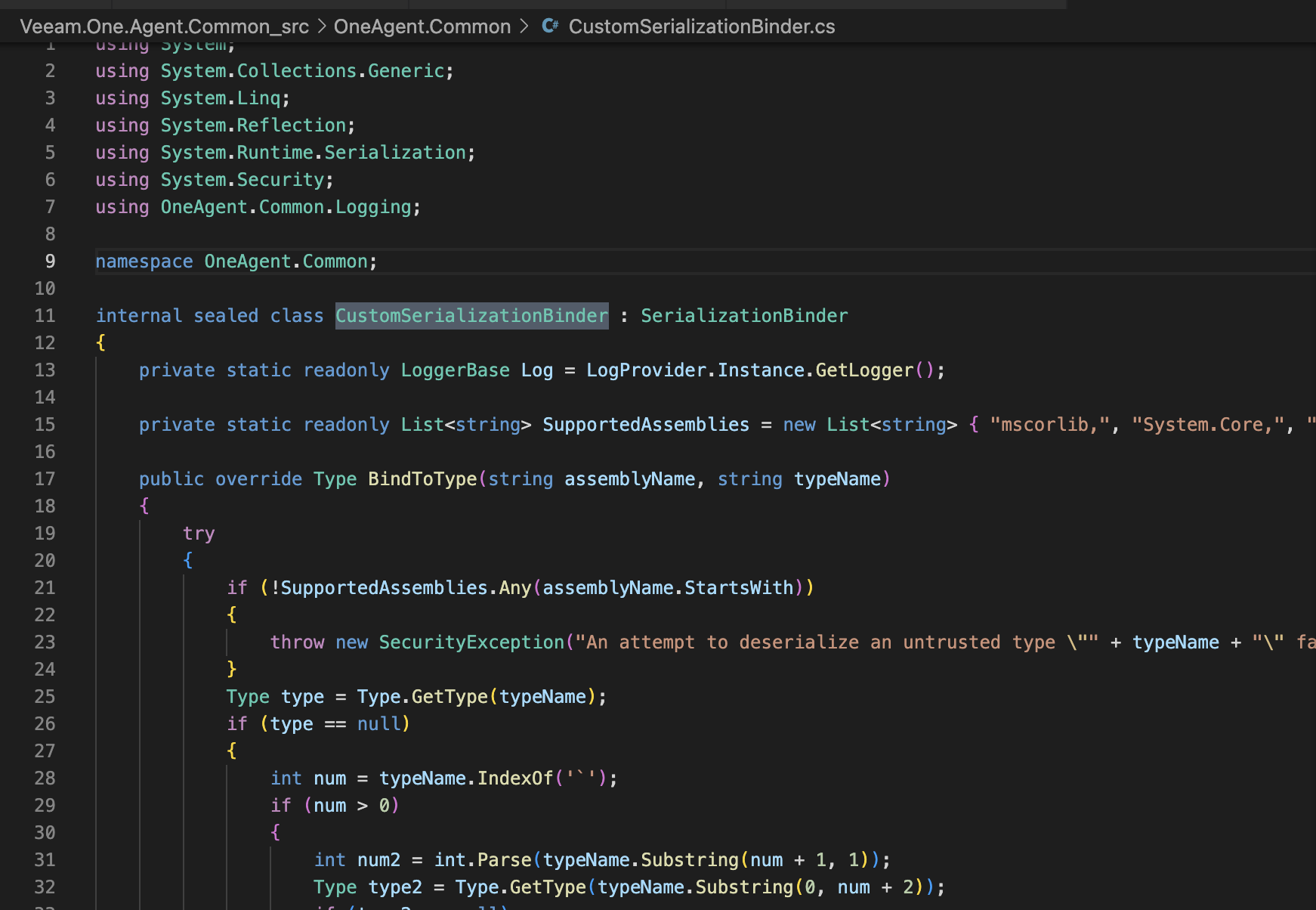 CustomSerializationBinder function
