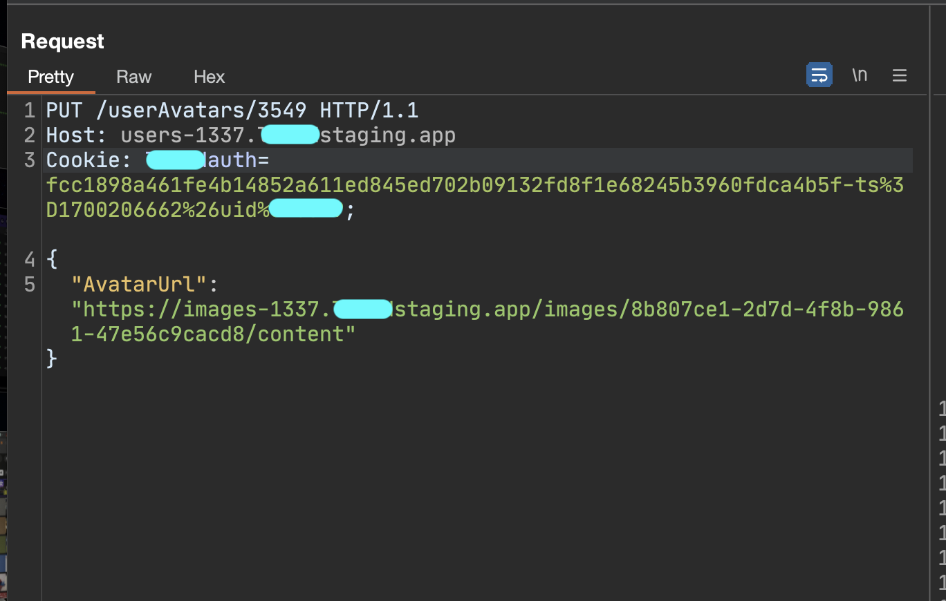Profile-picture update request — AvatarUrl parameter
