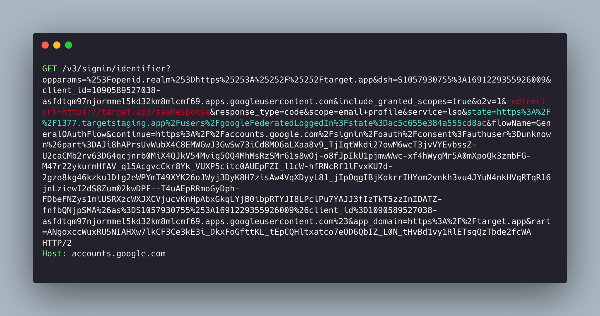 Google OAuth — accepted parameters at the provider screen