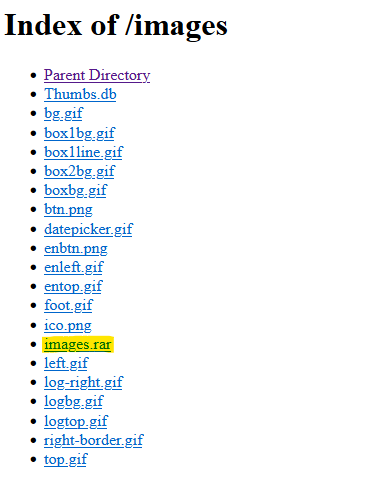 A rogue .rar file inside the images directory